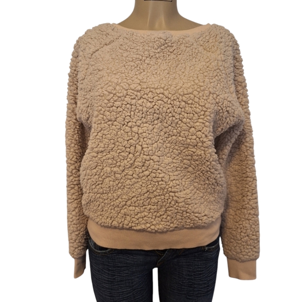 Project Social T Women's Sherpa Pullover Faux Sheep Fur Sweatshirt Sweater Small